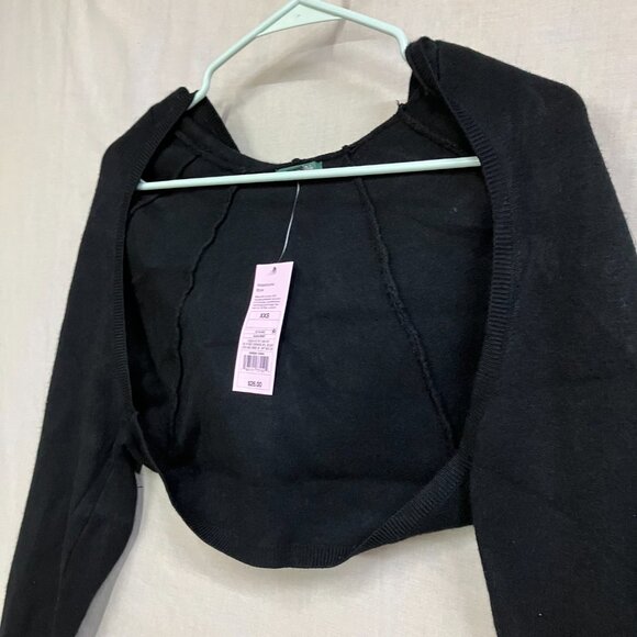 NWT Wild Fable Women's Black Hooded Cropped Sweater Shrug Long Sleeve - Picture 6 of 12